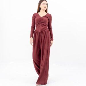 AIJO| Clara Cullote - Celana Panjang Wanita Rib Kulot Basic Kantong Nyaman Hitam Formal Casual
