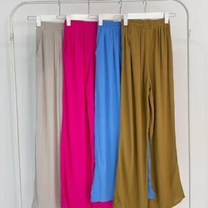 AIJO -Gareth Cullote Krinkle Gareth - Celana Panjang Wanita Kulot Waist Linen Crinkle Pant Casual tali serut Red Airflow Loose Katun Bawahan