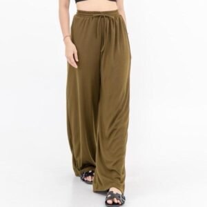 AIJO | Atique  - Loose Pants Wanita Kulot Rib Panjang Celana Basic Lembut Nyaman Formal Hitam Casual Fit Bawahan