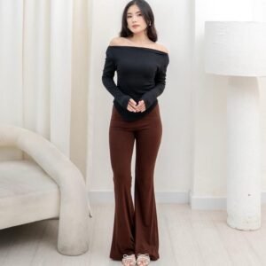 AIJO | (NEW COLL) Blossom Sabrina Longsleeve - Atasan Lengan Panjang Rib Wanita cia oneck top Polos Melar Baju Tebal Oversize