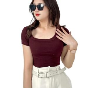 AIJO| (READY) Aqilla Uneck Top - Atasan Wanita Uneck Top Bodyfit Panjang Lembut Rib Baju Basic Crop Polos